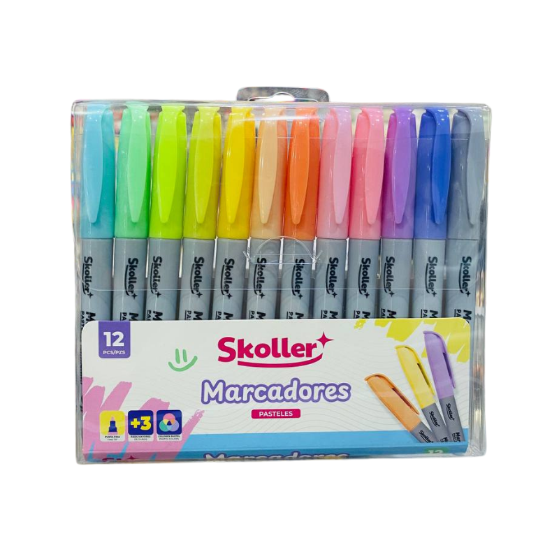 Marcadores permanentes colores pasteles x12 skoller